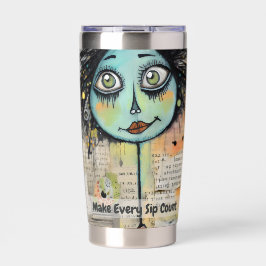 Botella Aislada Collage de Arte Ojo Verde lady 2