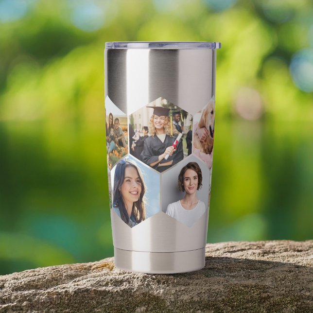 Botella Aislada Collage de fotos de patrón de hexágono geométrico (Subido por el creador)