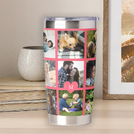 Botella Aislada Collage de fotos personalizado con monograma moder