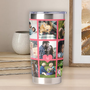 Botella Aislada Collage de fotos personalizado con monograma moder