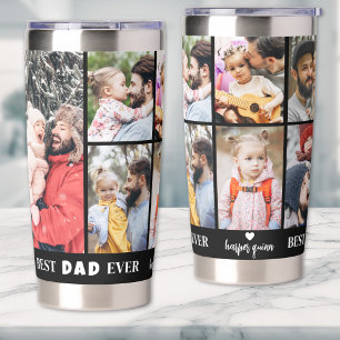 Botella Aislada Collage Personalizado de 8 Fotos El Mejor Papá del