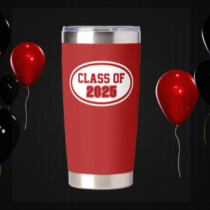 Botella Aislada Colores escolares rojos y blancos Año de graduació