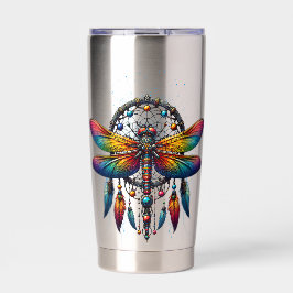 Botella Aislada Colorido atrapasueños de libélula psicodélico boho