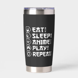 Botella Aislada Comer Dormir Anime Jugar Repetir Estilo de Vida Ot