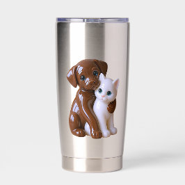 Botella Aislada Compañeros de Perro y Gato Dulces