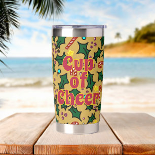 Botella Aislada Copa de Alegría de Navidad Dorada