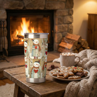 Botella Aislada Corazones de muñeco de nieve adorable de invierno