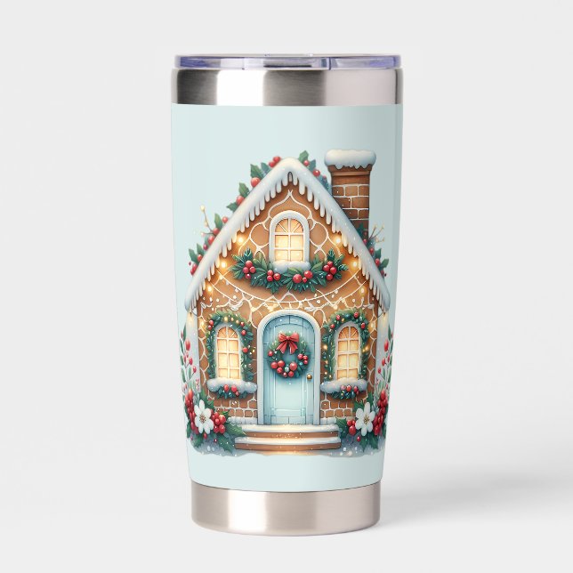 Botella Aislada Cozy Gingerbread House Holiday Illustration (Frente)