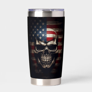 Botella Aislada Cráneo de Bandera Americana