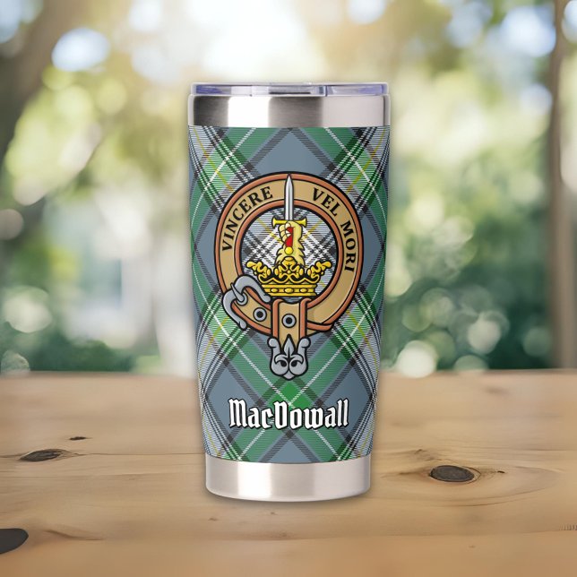 Botella Aislada Crest de Clan MacDowall sobre Tartán (Subido por el creador)