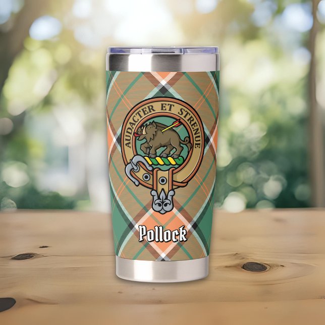 Botella Aislada Crest de Clan Pollock sobre Tartán (Subido por el creador)