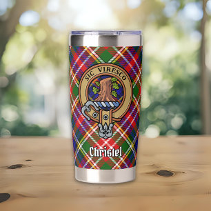 Botella Aislada Crest del Clan Christie sobre tartán