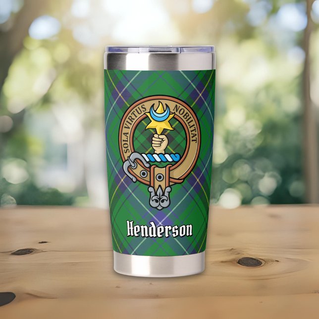 Botella Aislada Crestá del clan Henderson sobre tartán (Subido por el creador)