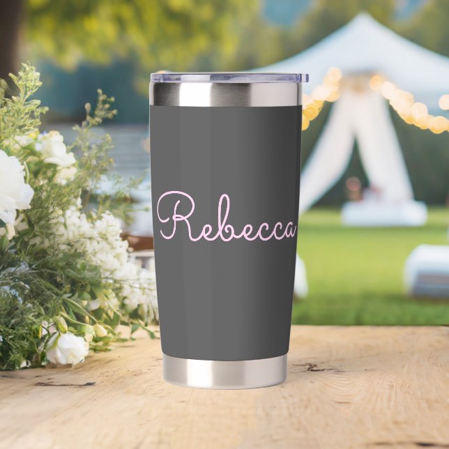 Botella Aislada Cualquier nombre | Guay Editable Light Pink Script (Boda)