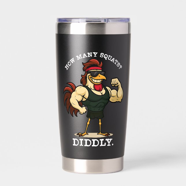 Botella Aislada ¿Cuántas Sentadillas? Diddly – Funny Rooster Gym (Frente)