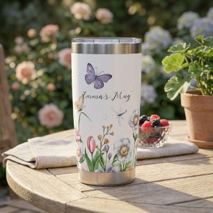 Botella Aislada Custom Wildflower & Butterflies Stainless Bottle