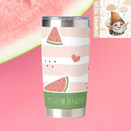 Botella Aislada Cuta de rayas rosadas y blancas sandía personaliza