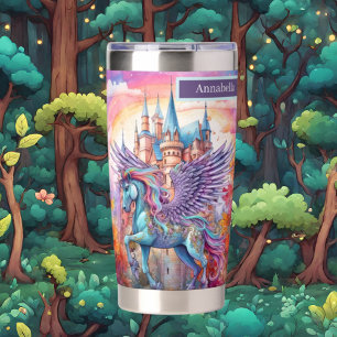 Botella Aislada Cute fantasy unicorn añadir nombre