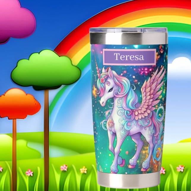 Botella Aislada Cute fantasy unicorn añadir nombre (Subido por el creador)