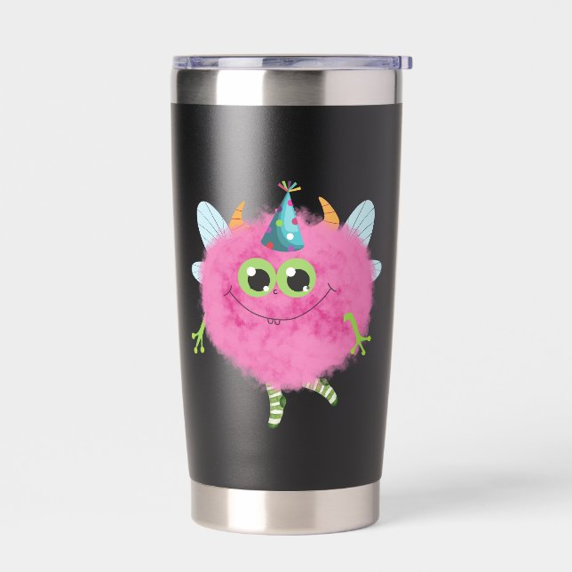 Botella Aislada Cute fluffy monster Travel Mugs (Izquierdo)