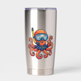 Botella Aislada Cute Snorkeling Octopus - Ocean Explorer