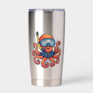 Botella Aislada Cute Snorkeling Octopus - Ocean Explorer