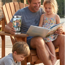 Botella Aislada Dad Est. Bold White Font 3 Photo Fathers Day Gift