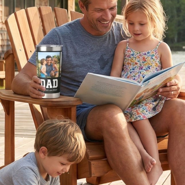 Botella Aislada Dad Est. Bold White Font 3 Photo Fathers Day Gift (Subido por el creador)