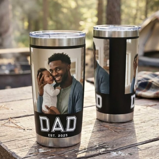 Botella Aislada Dad Established 2 Photo Collage Customized Black (Subido por el creador)