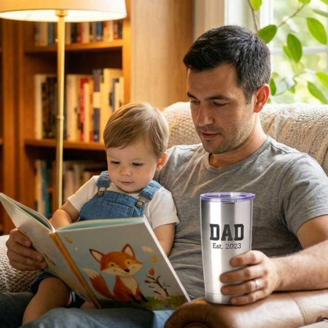 Botella Aislada Dad Established Bold Black Text Stainless Steele (Subido por el creador)