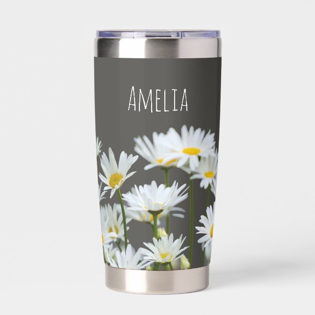 Botella Aislada Daisies on Grey Personalised (Frente)