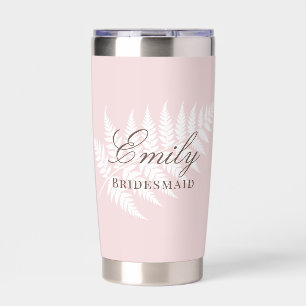 Botella Aislada Dama de honor Rosa Blush Blanca Helecho Elegante