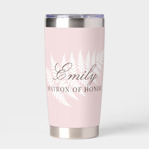 Botella Aislada Dama de Honor Rosa Blush Blanco Helecho Pastel