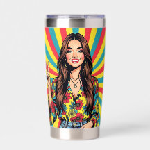 Dama Hippie Boomer Retro dando Signo de Paz