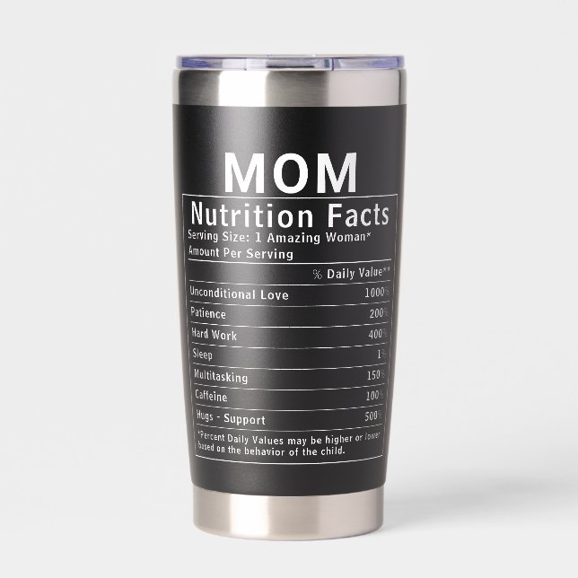 Botella Aislada Datos Divertidos de Nutrición para Mamá Regalo del (Frente)