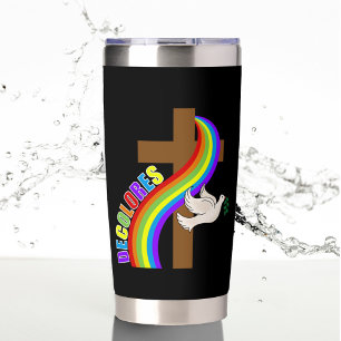 Botella Aislada DeColores Cursillo Arcoiris, palo de cruz y paz