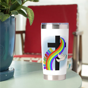 Botella Aislada DeColores Cursillo Arcoiris, palo de cruz y paz
