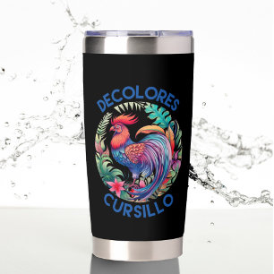 Botella Aislada DeColores Cursillo Gallo Floral Nombre Personaliza