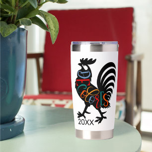 Botella Aislada DeColores Cursillo Rooster Black Silhouette