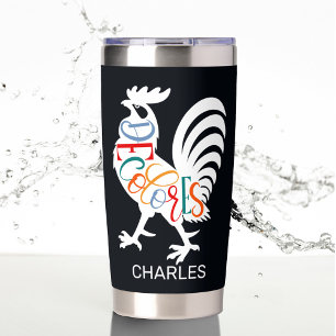 Botella Aislada DeColores Cursillo Rooster Silhouette Blanca