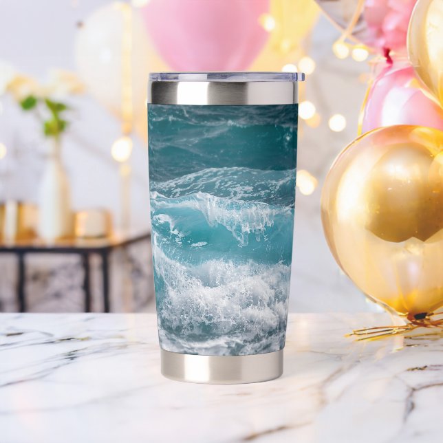 Botella Aislada Deep Blue Ocean Wave Custom Image Personalized (Despedida de soltero)