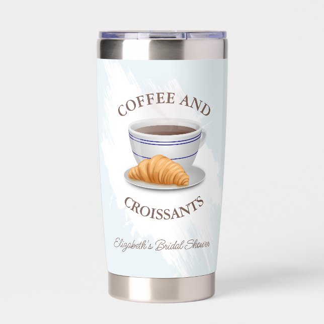 Botella Aislada Desayuno Nupcial de Café y Croissants (Frente)