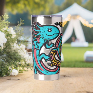 Botella Aislada Dios Azteca Xolotl Luchando Arte Tribal de Batalla