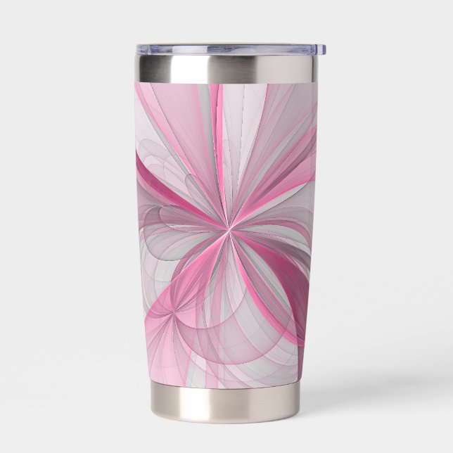 Botella Aislada Diseño de fractal gris rosa claro abstracto modern (Izquierdo)