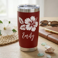 Diseño de nombre de escritura tropical de hibisco 