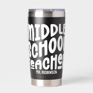 Botella Aislada Diseño de texto en blanco del profesor de secundar