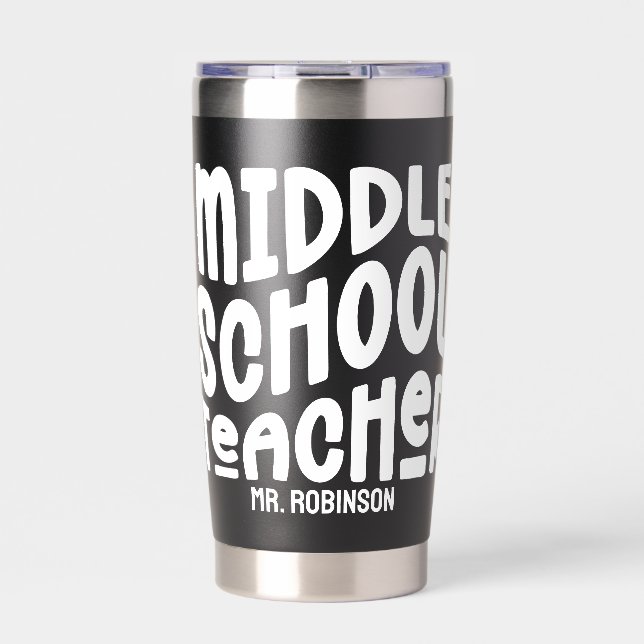 Botella Aislada Diseño de texto en blanco del profesor de secundar (Frente)