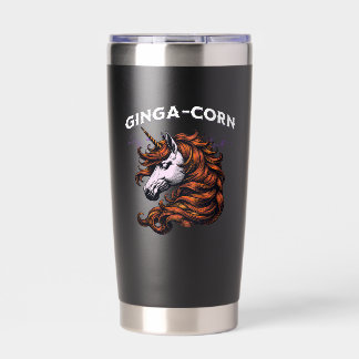 Botella Aislada Diseño divertido de unicornio Ginga-Corn pelirrojo
