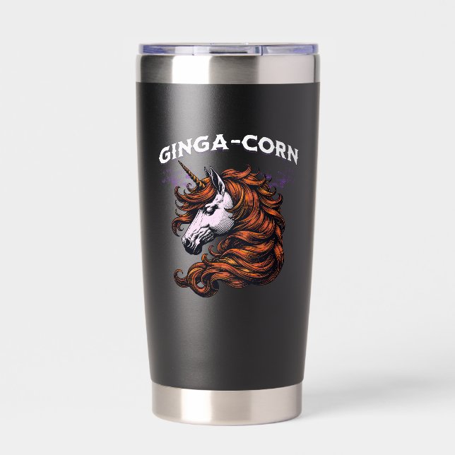 Botella Aislada Diseño divertido de unicornio Ginga-Corn pelirrojo (Frente)