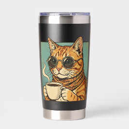 Botella Aislada Diseño Retro de Cool Cat Coffee para Amantes de lo